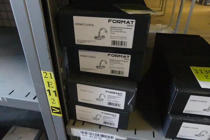4x Karton FORMAT Basic 2.0 Spültisch-Einlocharmatur mit Kettenhalter, HU-Rohrschwenk. 200mm, chrom